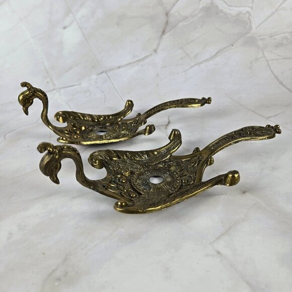 Set of 2 Brass Peacock Decorations Vintage Mid-Century Modern Made in Italy - Picture 1 of 13